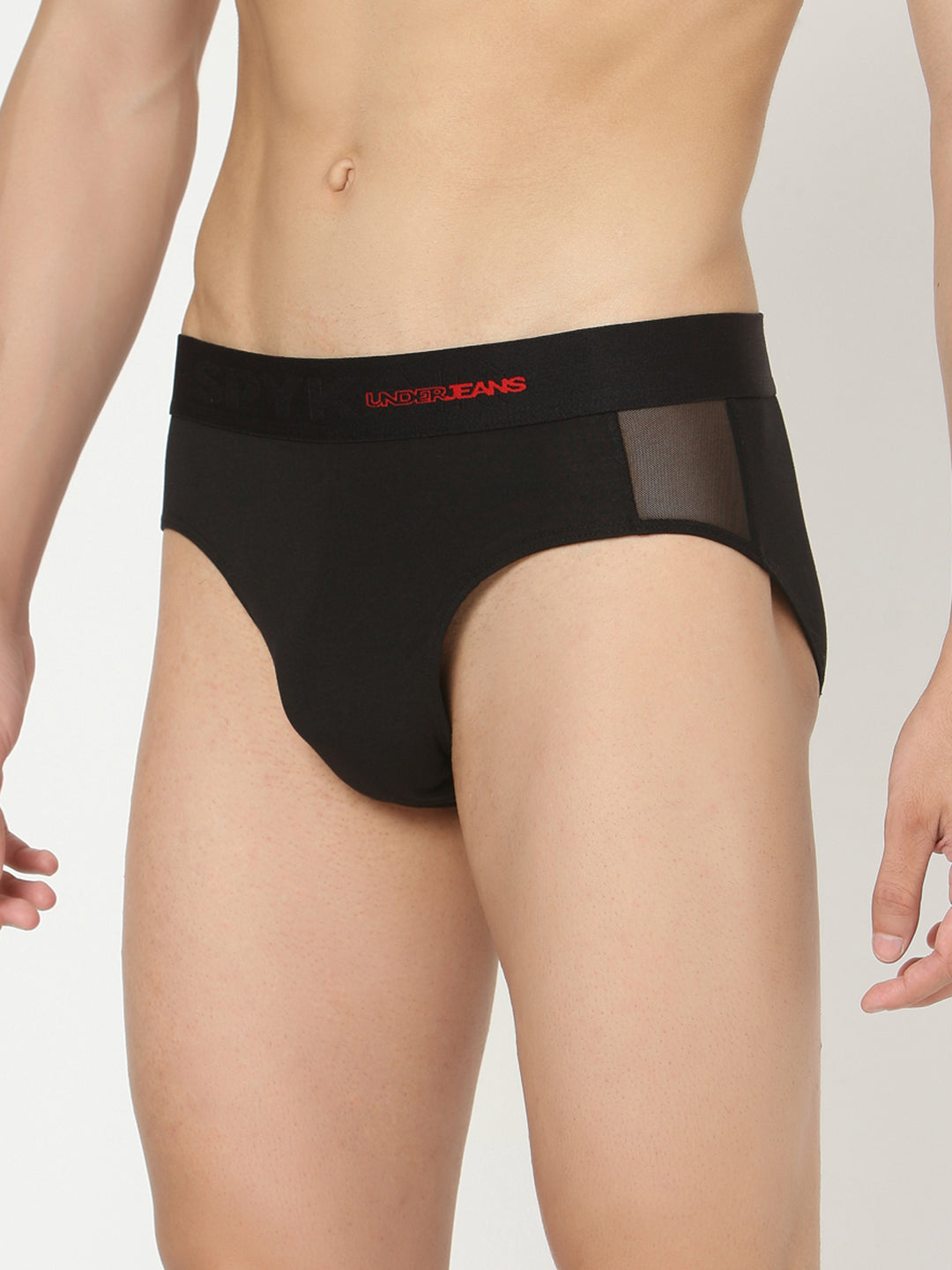 Underjeans By Spykar Black Solid Briefs For Men