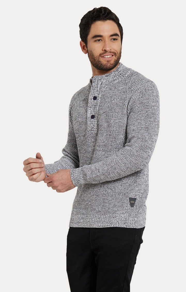 Spykar Grey Melange Slim Fit Sweaters