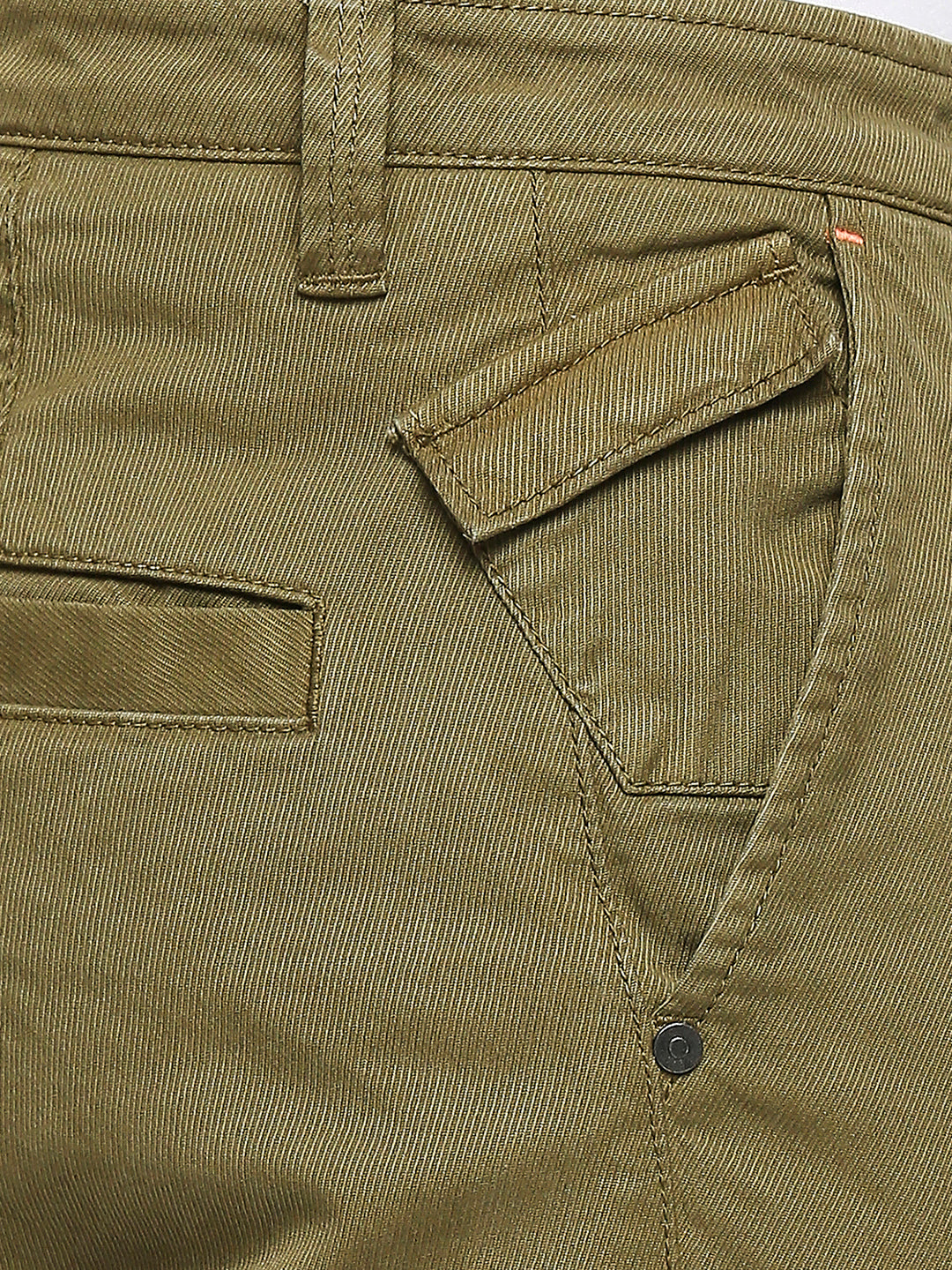 Spykar Men Military Green Solid Slim Mid-Rise Trousers