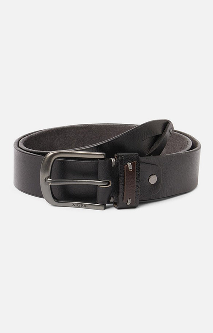 Spykar Men Black Genuine Leather Belt