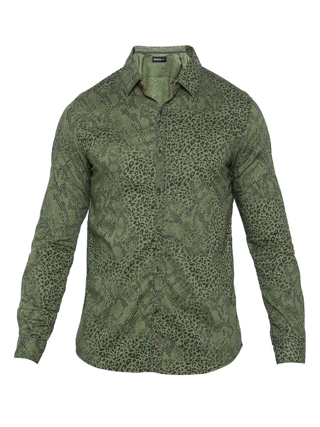 Spykar Men Olive Printed Slim Fit Casual Shirt