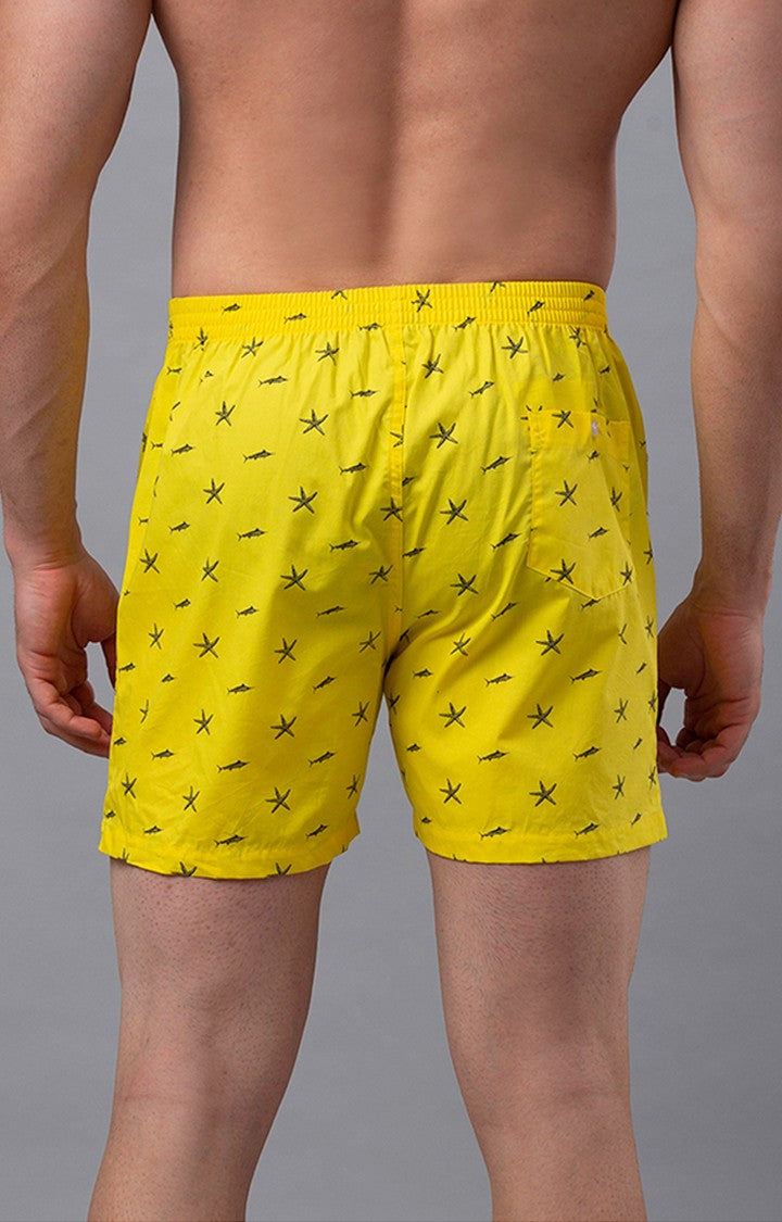 Underjeans By Spykar Men Yellow Printed Boxers