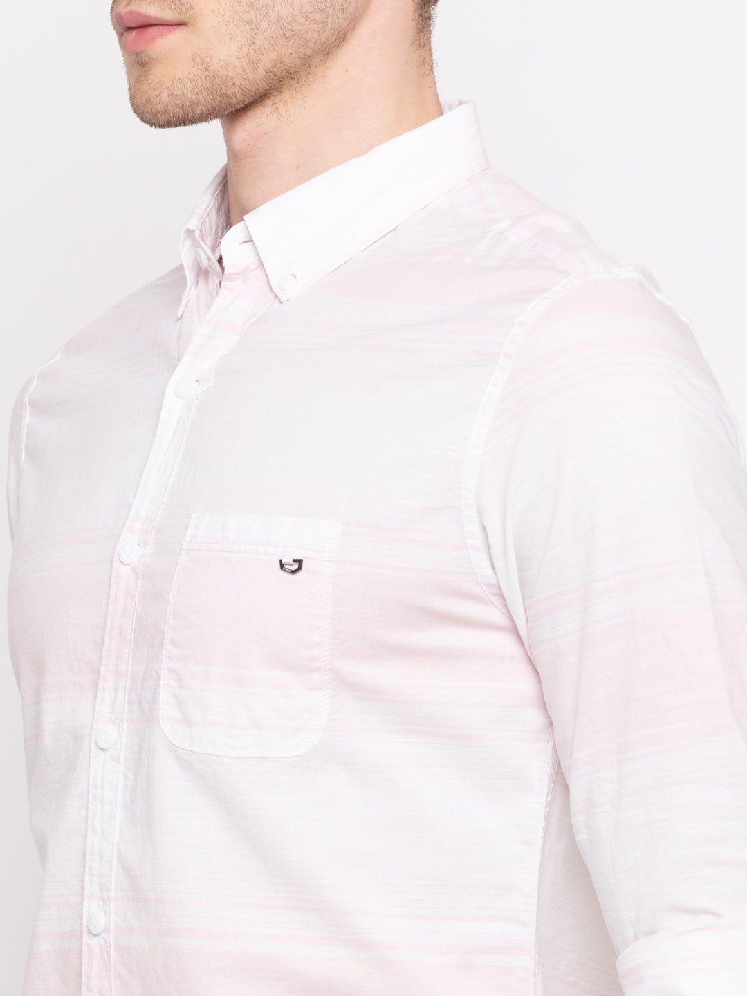 Spykar Pink Cotton Slim Fit Shirts For Men