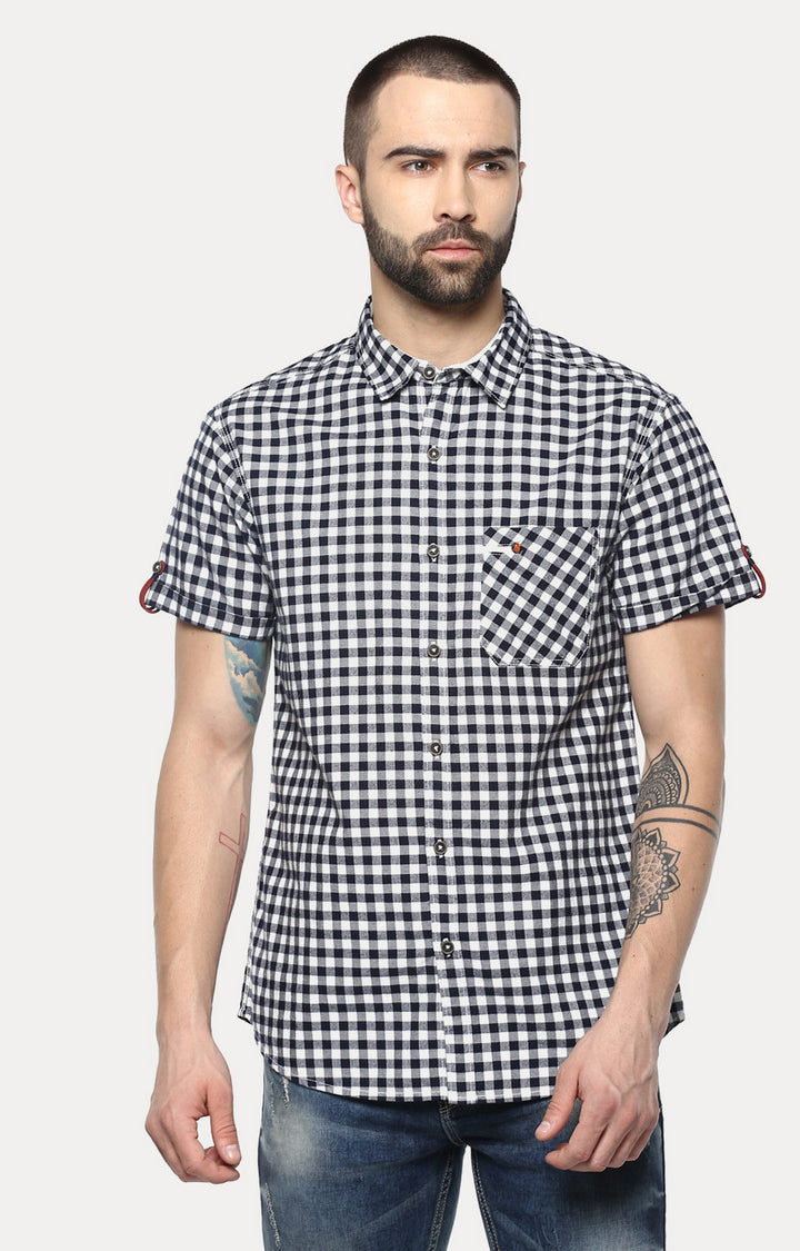 Spykar Men'S Black Cotton Checked Casual Shirts