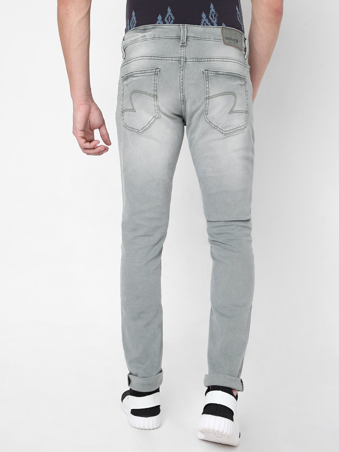 Spykar Men Grey Cotton Slim Fit Narrow Length Jeans (Skinny)