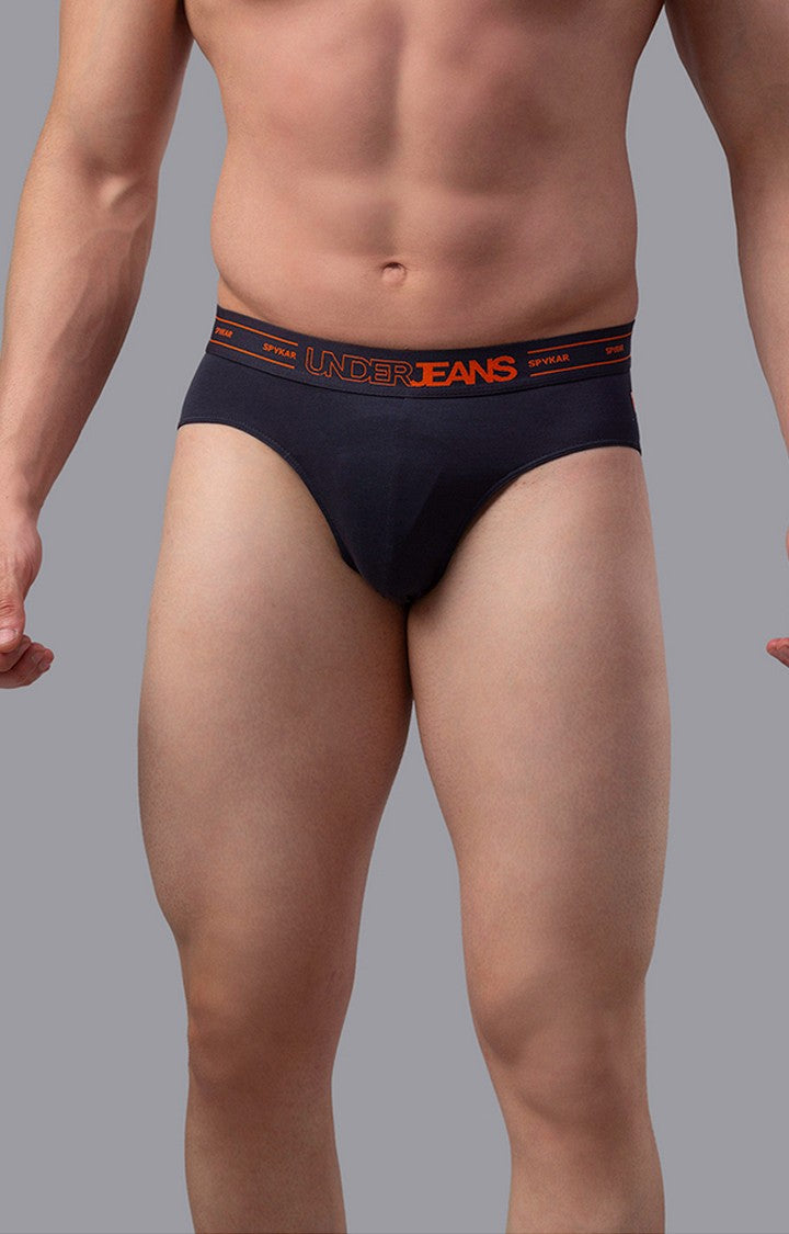 Underjeans By Spykar Grey Solid Briefs For Men