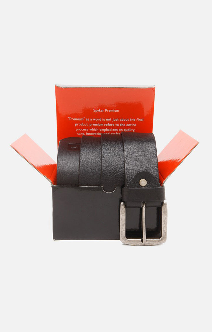 Spykar Men Black Genuine Leather Belt