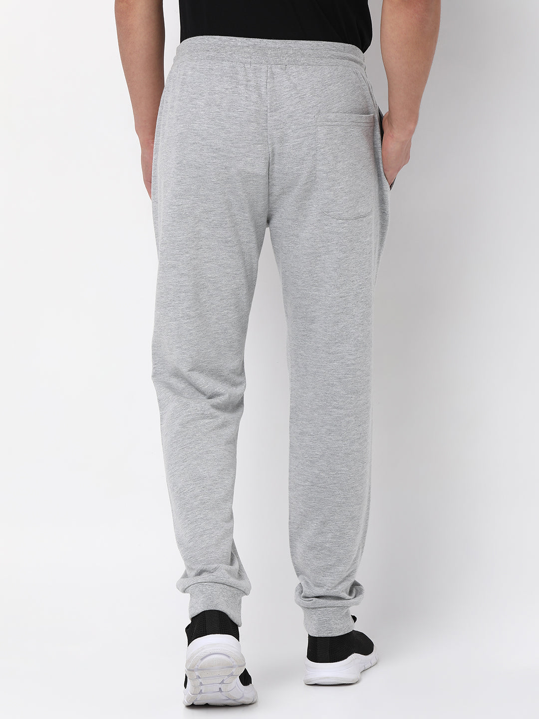 Men Premium Cotton Blend Knitted Grey Trackpant- Underjeans By Spykar