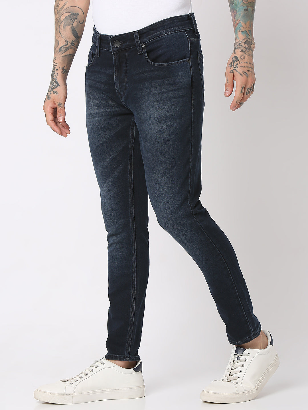 Spykar Men Indigo Blue Cotton Slim Fit Tapered Length Jeans (Kano)