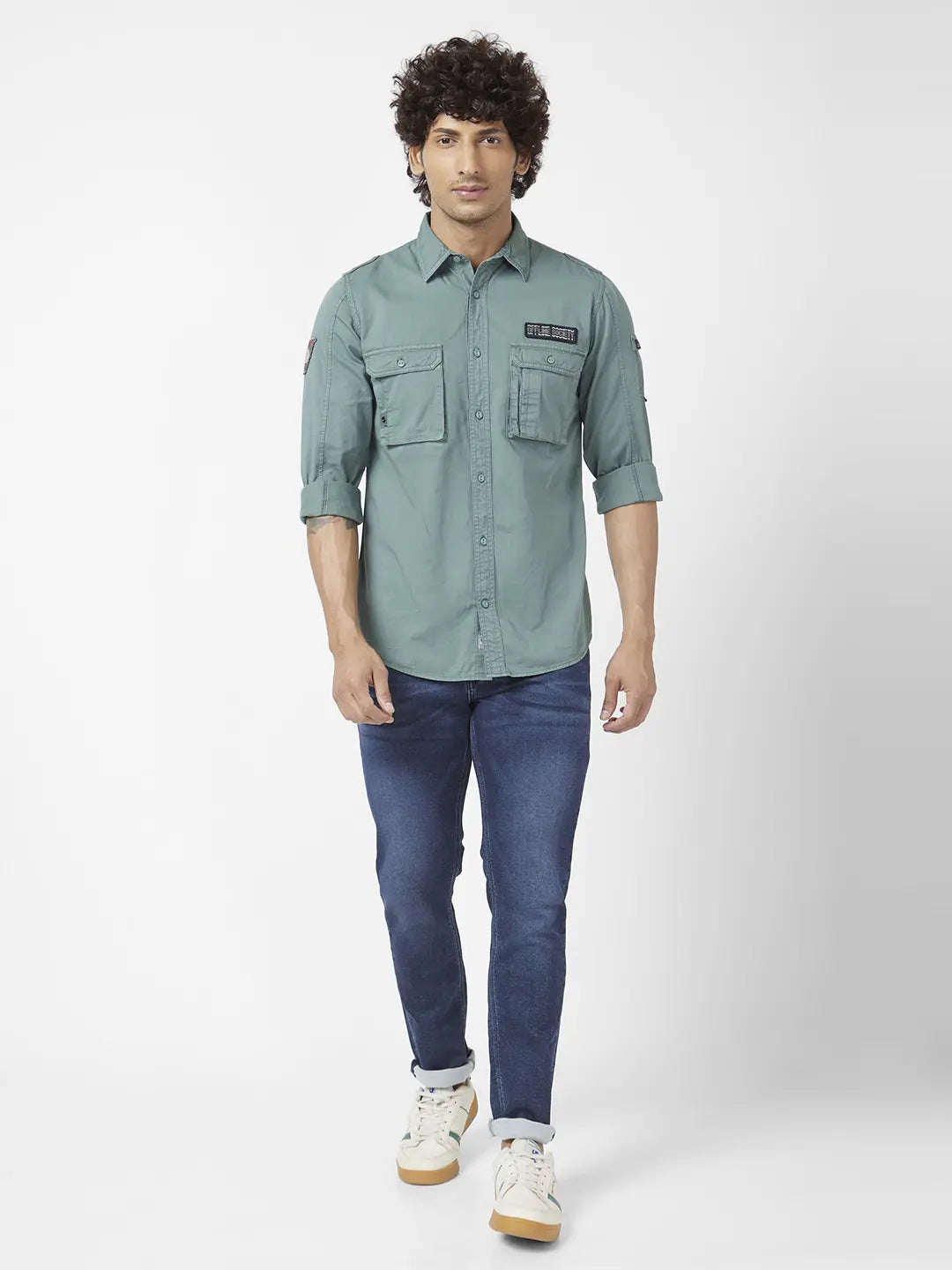 Men Olive Green Printed Denim Shirt, Regular Fit at Rs 350 in New Delhi