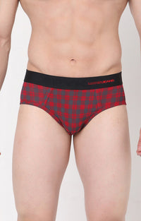 Underjeans By Spykar Men Premium Maroon Solid Briefs