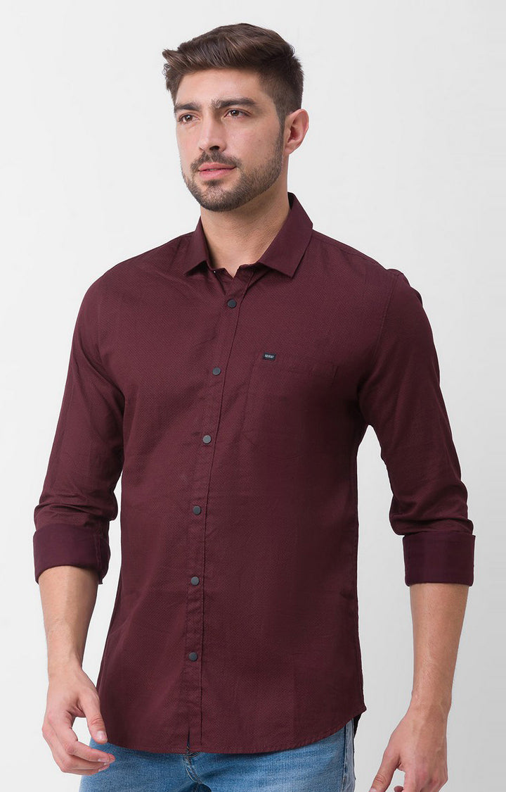 Spykar Wine Red Full Printed Shirt For Men - msh02bbps087winered