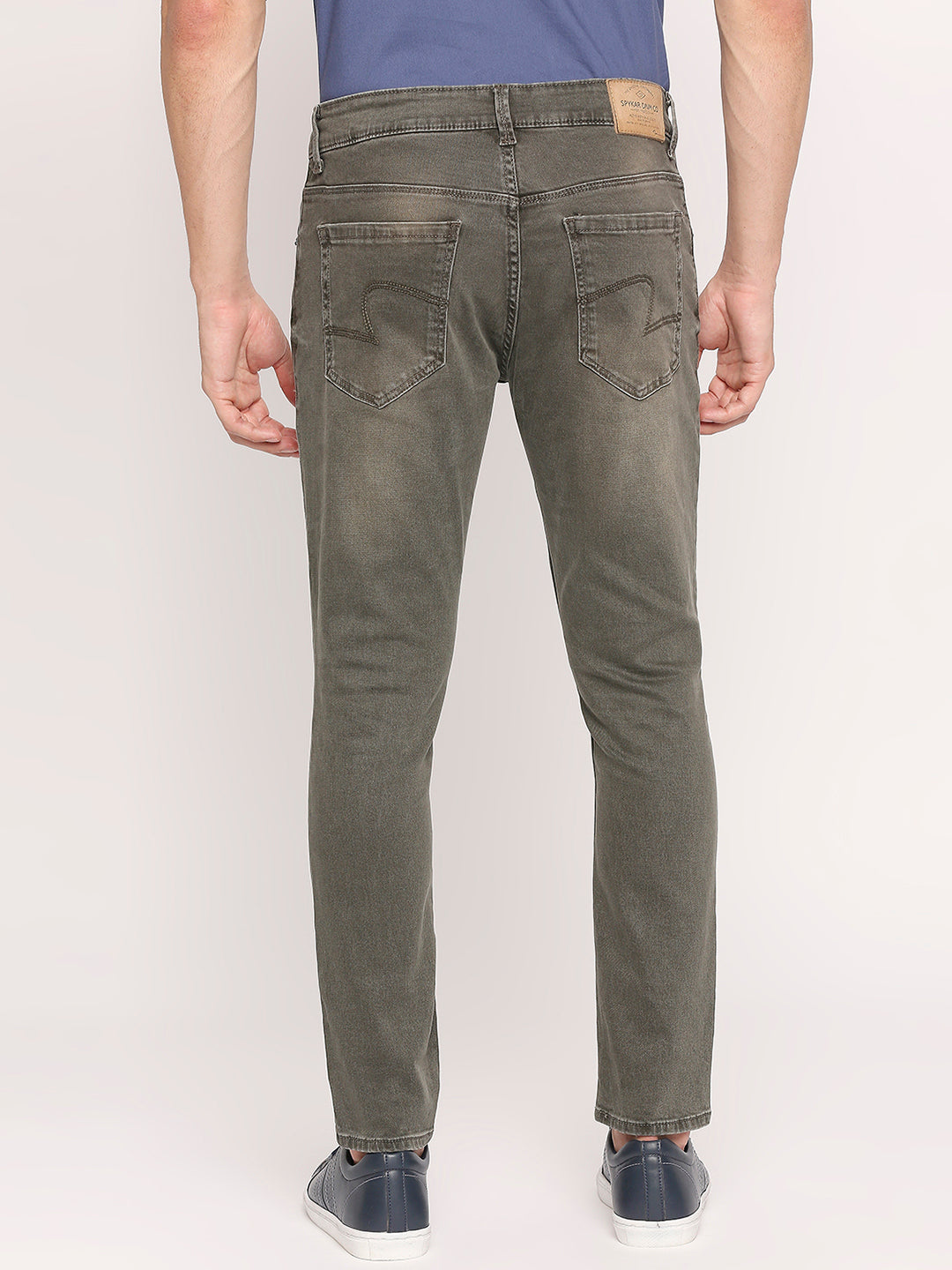 Spykar Light Olive Cotton Slim Fit Tapered Length Jeans For Men (Kano)