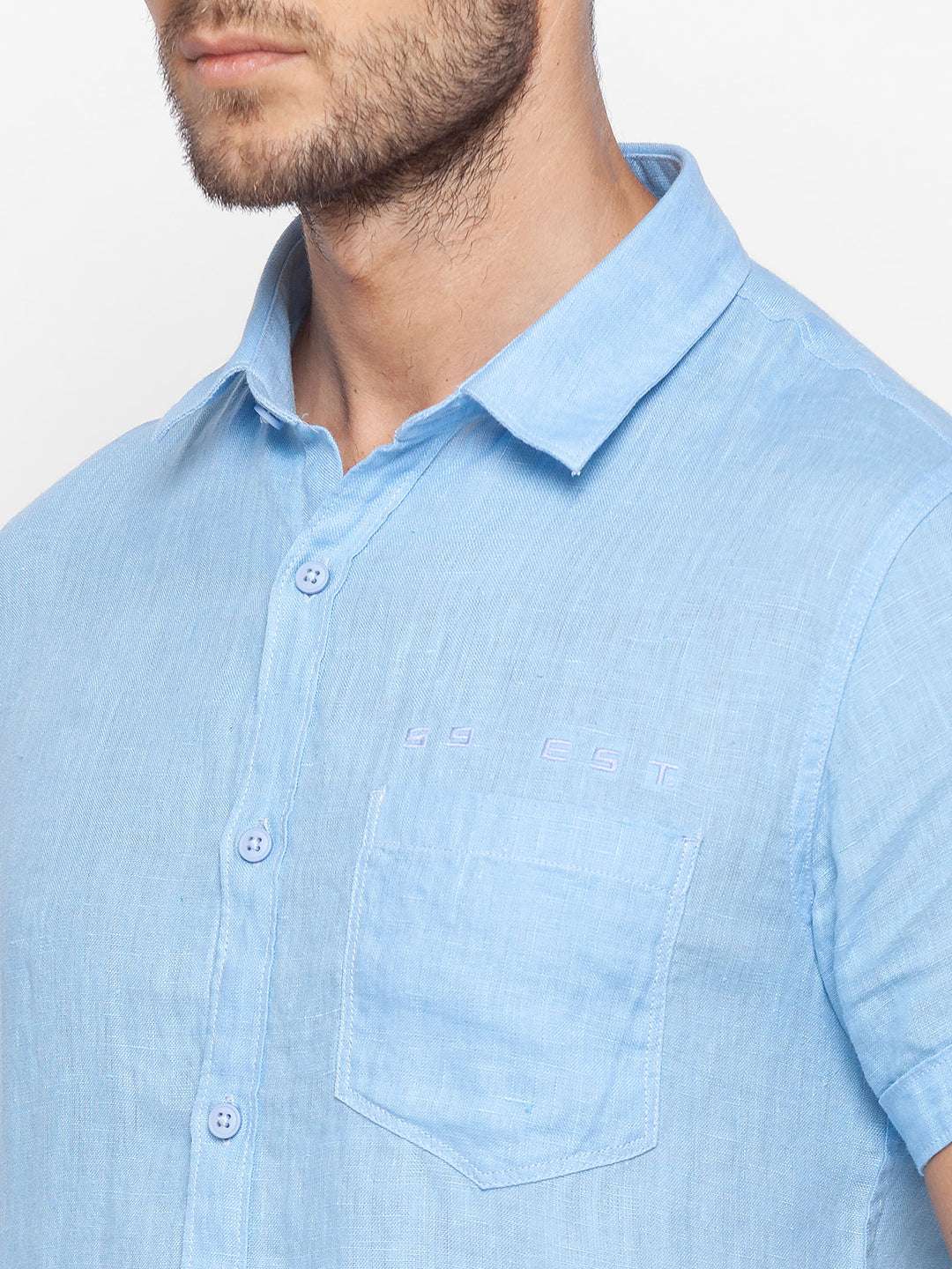 Spykar Slim Fit Blue Cotton Men Shirt