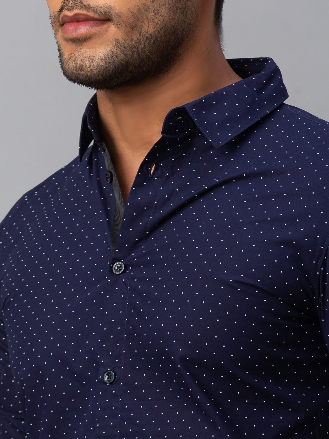 Spykar Men Blue Cotton Slim Fit Shirt