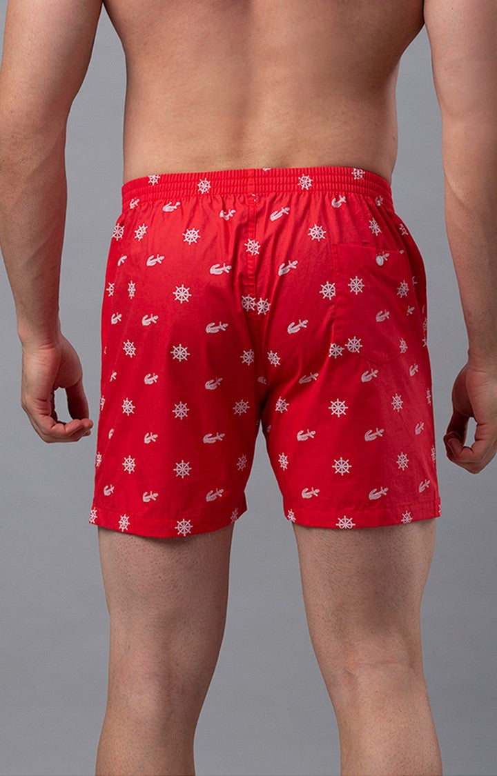 Red Cotton Boxers For Men Premium - (Pack Of 2)- Underjeans By Spykar