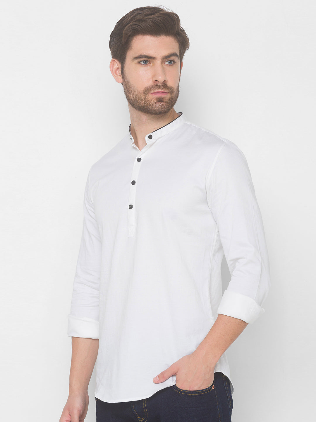 Spykar Men White Cotton Shirts (Slim)