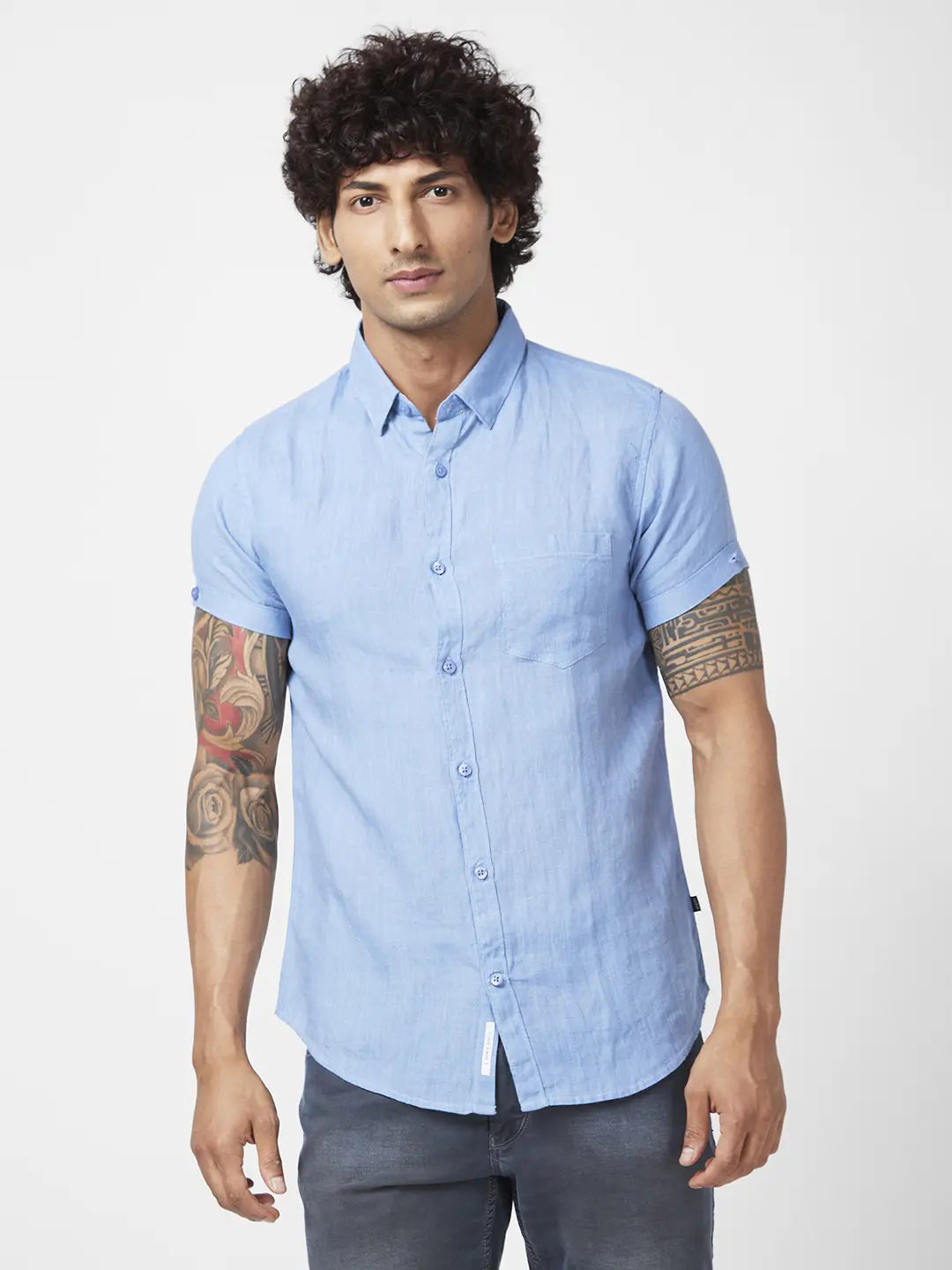 spykar Mens Checked Slim Shirt with Buttoned Flap Pockets (Blue) in Rohtas  at best price by Style Man - Justdial