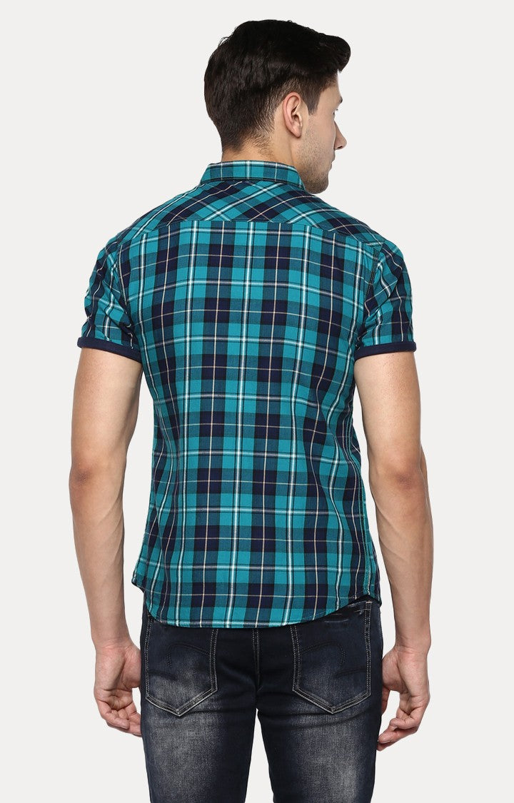 Spykar Men'S Green Cotton Checked Casual Shirts