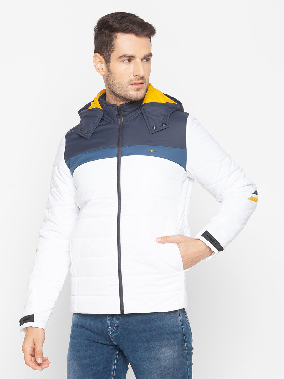 Spykar White Polyester Men Jacket