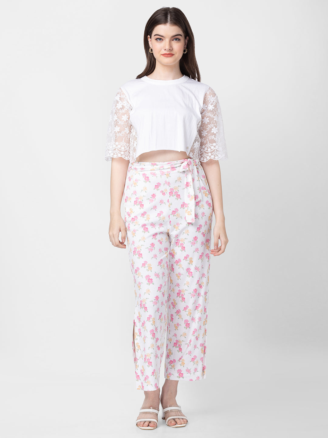 Spykar Women White Cotton Plain Crop Top