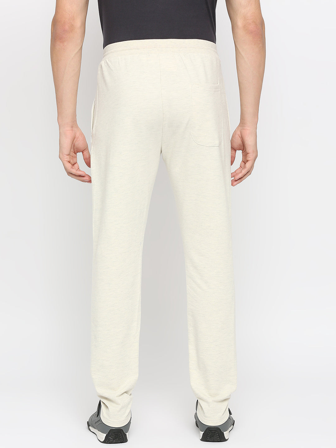 Men Premium Cotton Blend Ecrumelange Trackpant- Underjeans By Spykar