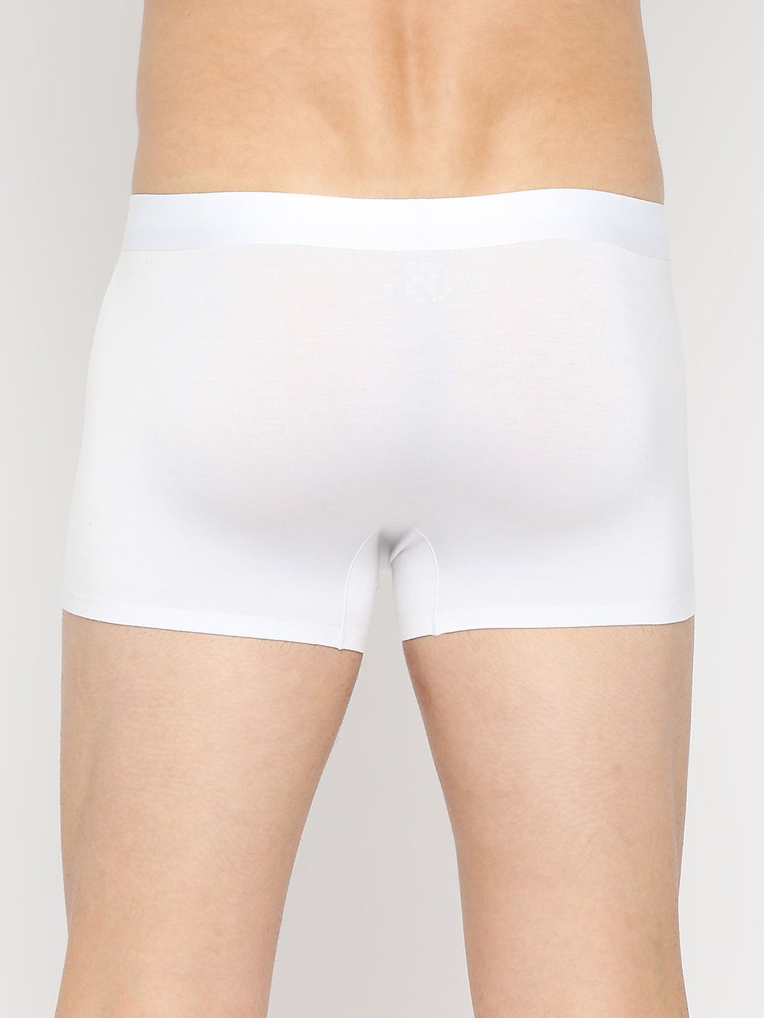 Men White Solid Super Premium Bonded Elastic Trunk - Underjeans By Spykar