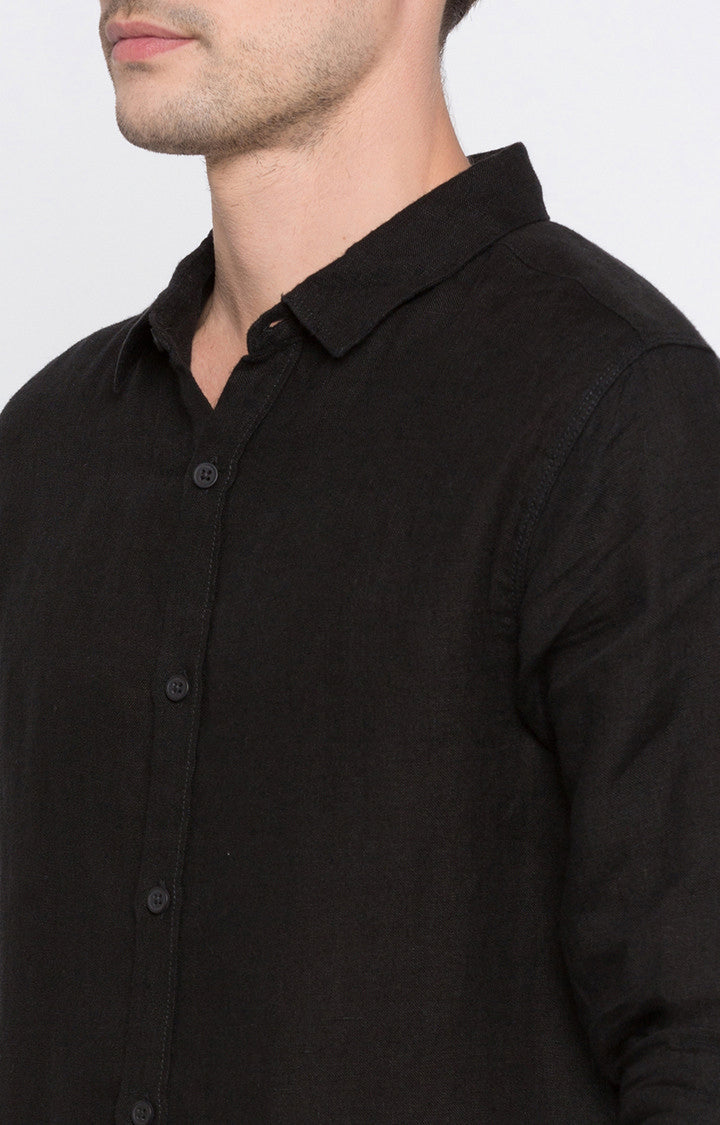 Spykar Men'S Black Cotton Solid Casual Shirts