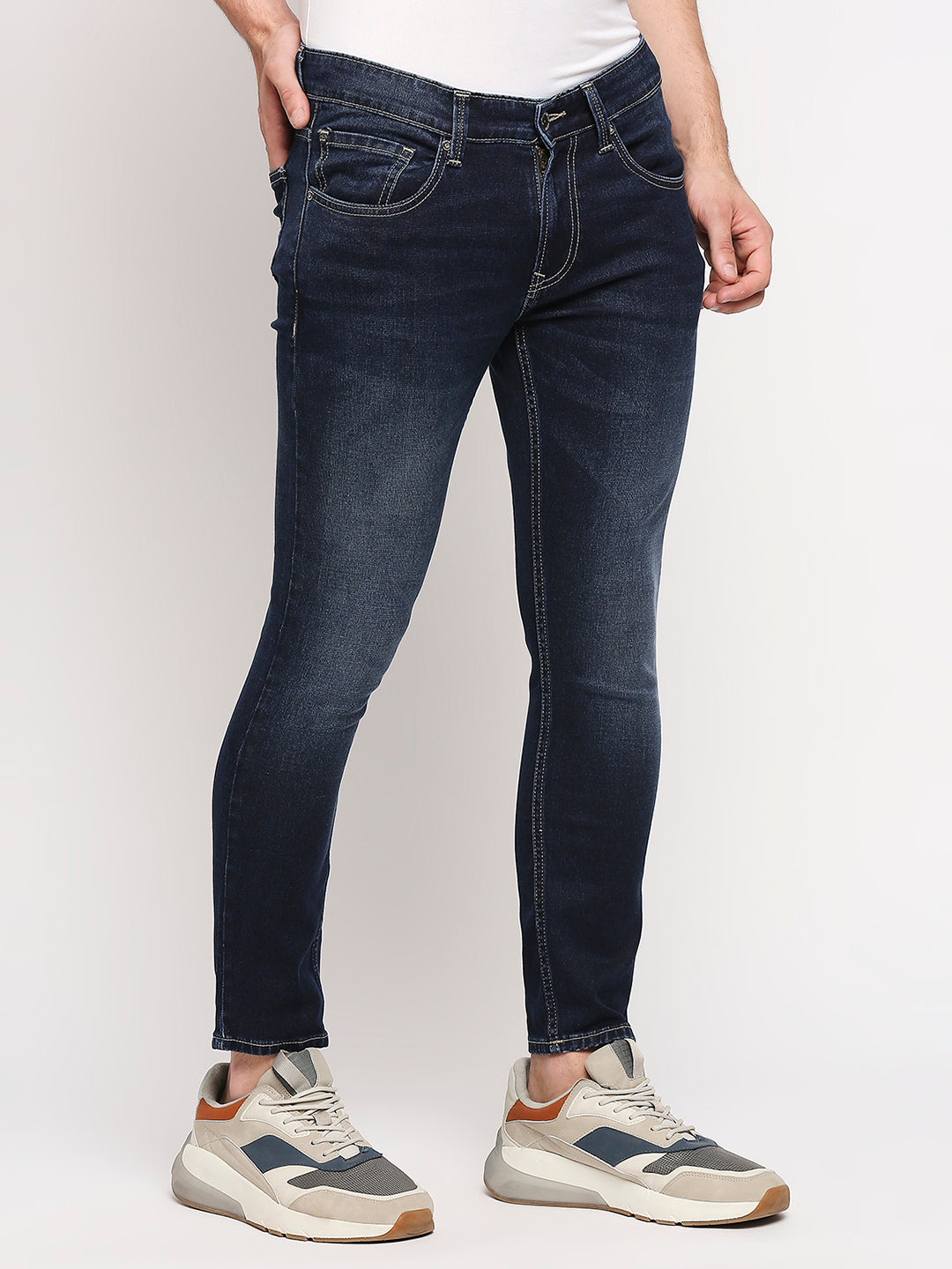 Spykar Men Blue Cotton Slim Fit Tapered Length Jeans (Kano)