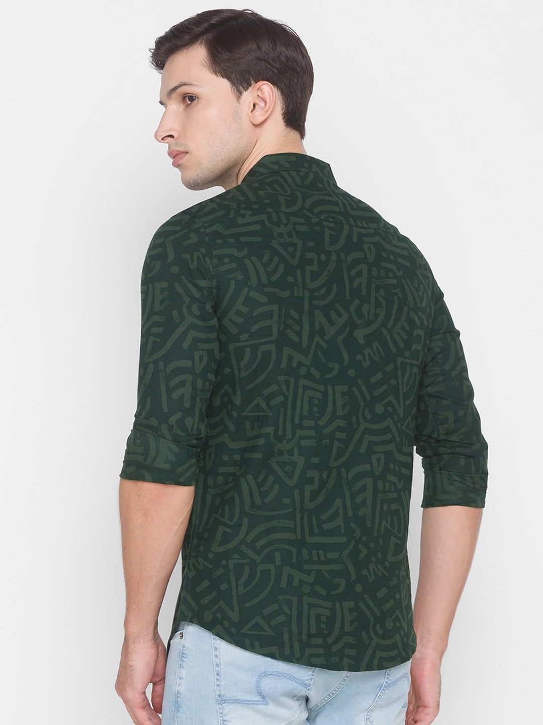 Spykar Green Cotton Men Shirt