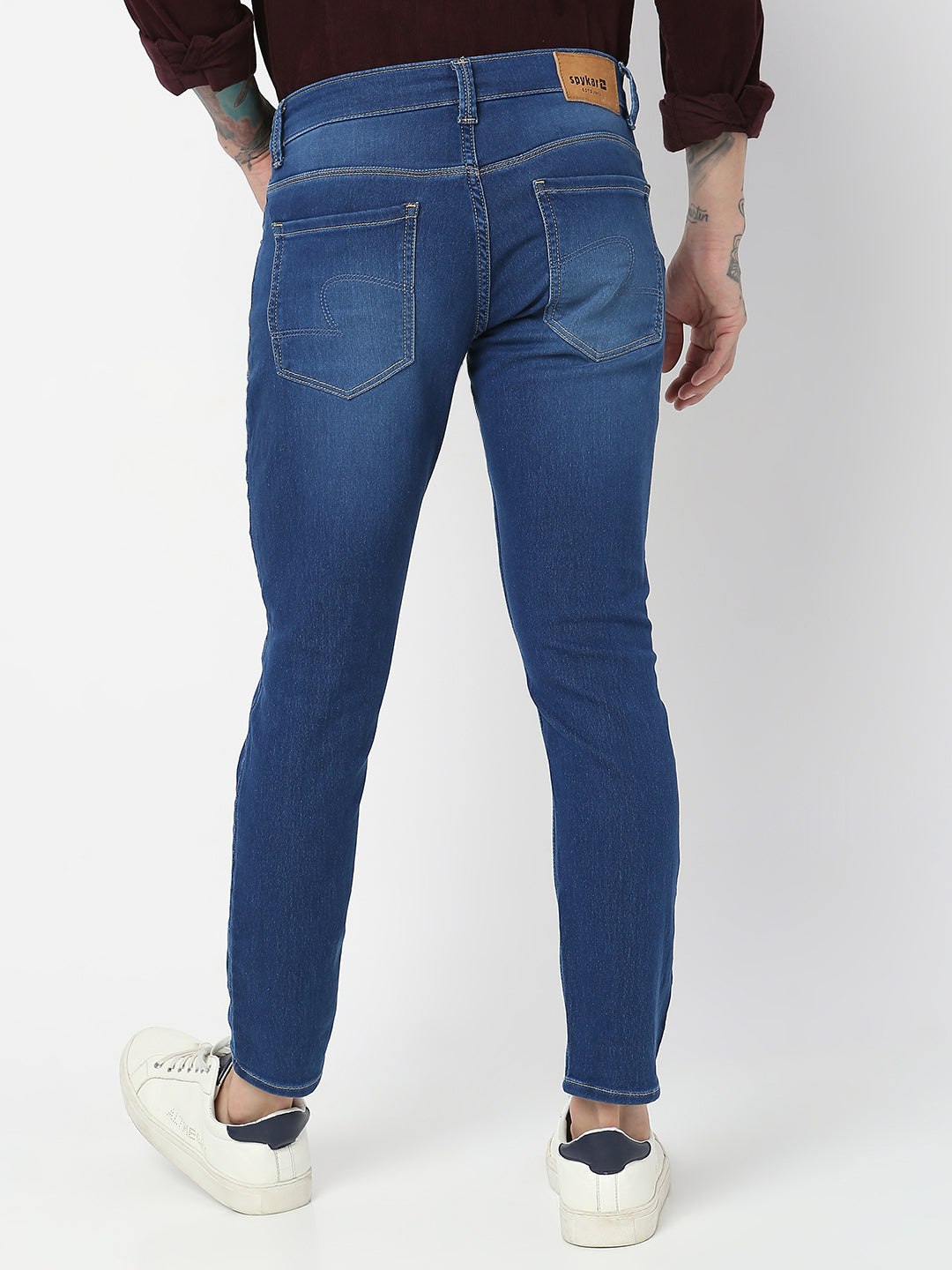 Spykar Men Mid Blue Cotton Slim Fit Tapered Length Jeans (Kano)