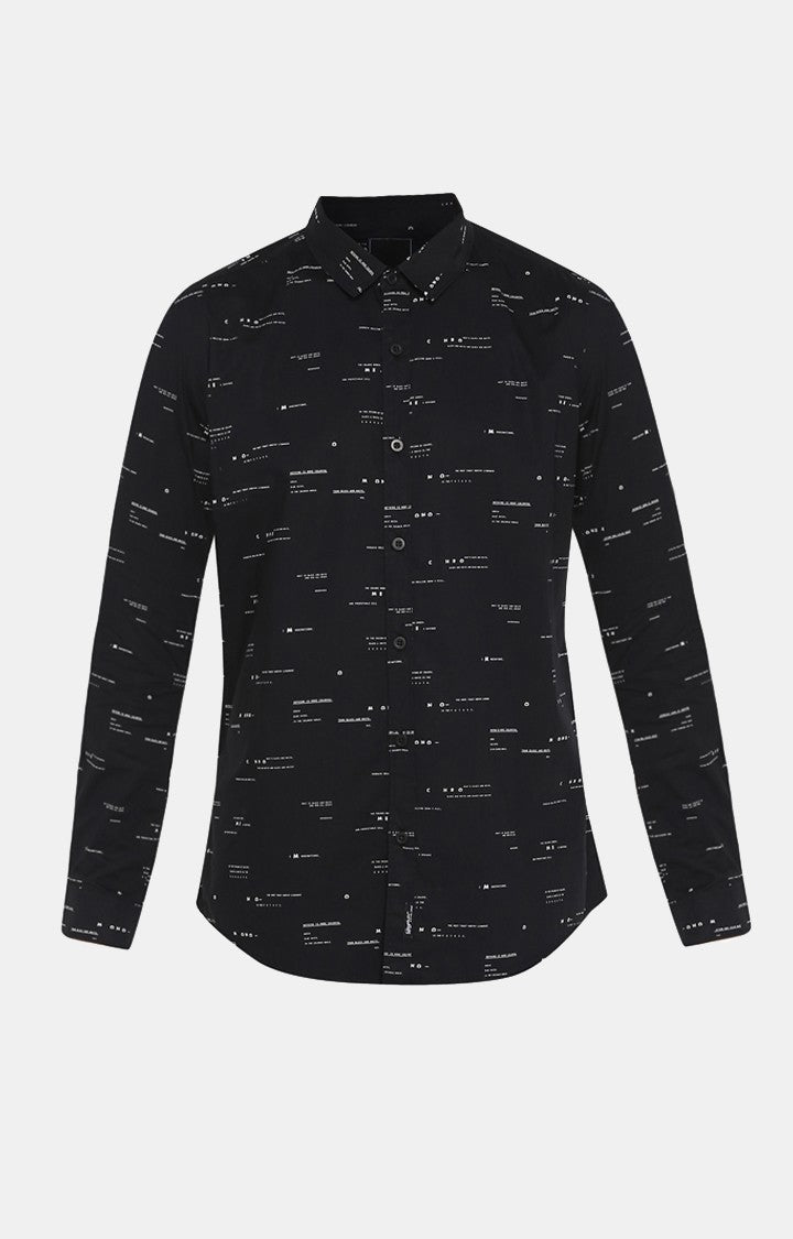 Spykar Men'S Black Cotton Printed Casual Shirts