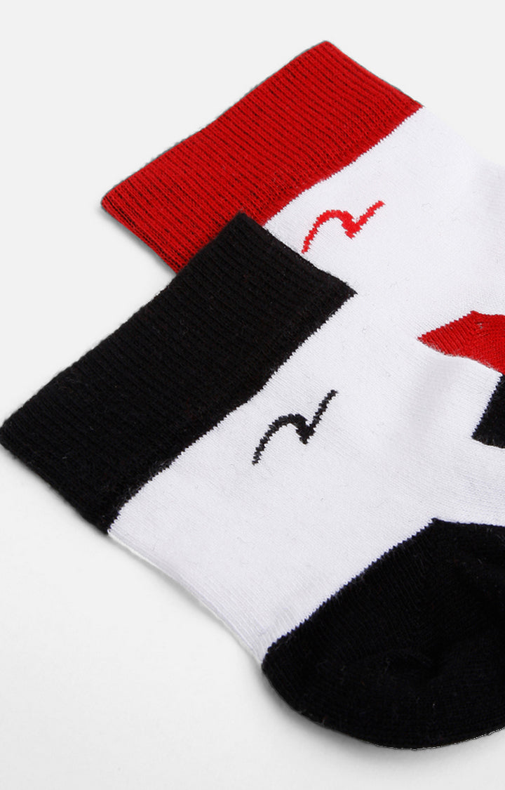 Spykar Black & Red Solid Ankle Length Socks