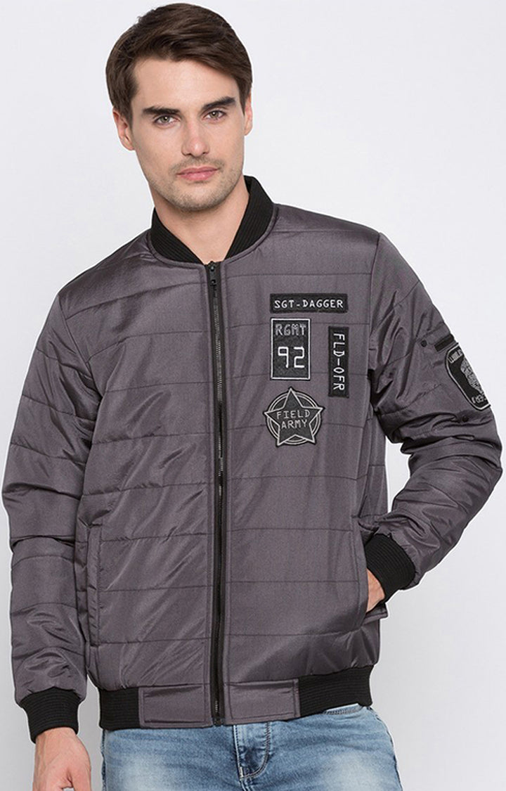 Spykar Grey Polyester Regular Fit Jacket For Men