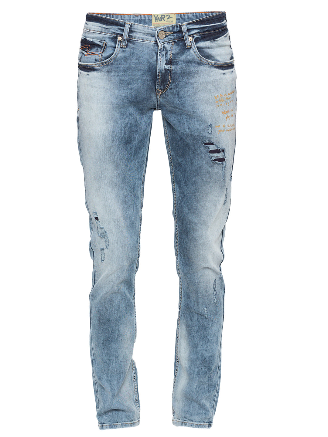 Spykar Men Blue Cotton Slim Fit Narrow Length Jeans (Ynr)