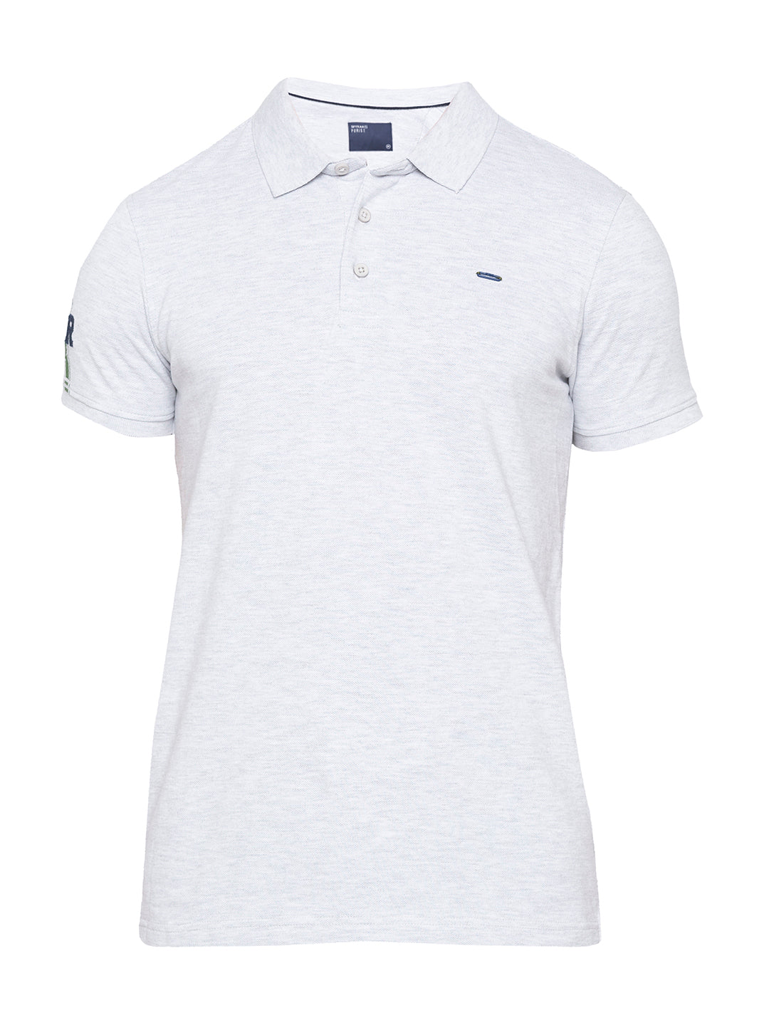 Spykar Men Grey Cotton Slim Fit Polo T-Shirt