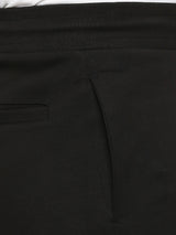 Men Premium Cotton Blend Knitted Black Trackpant - Underjeans By Spykar