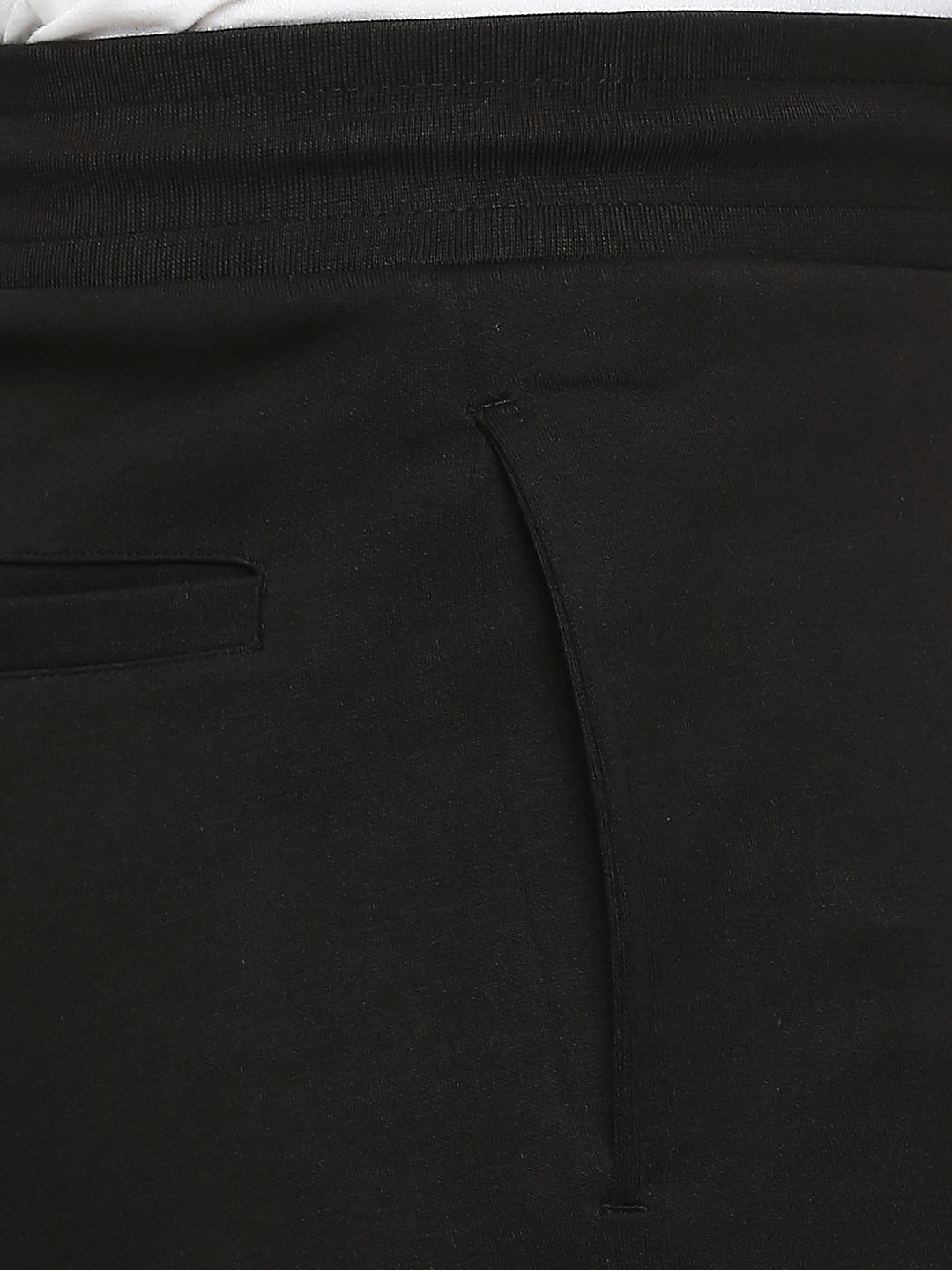 Men Premium Cotton Blend Knitted Black Trackpant - Underjeans By Spykar