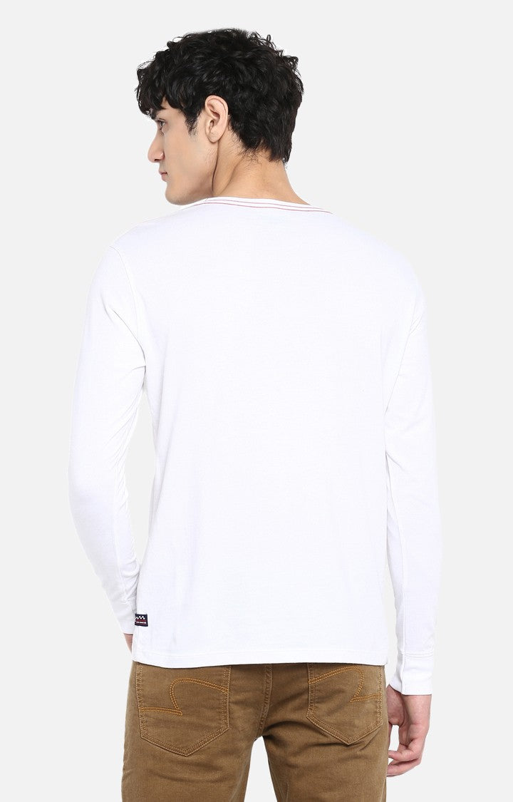 Spykar White Printed Slim Fit Men T-Shirts