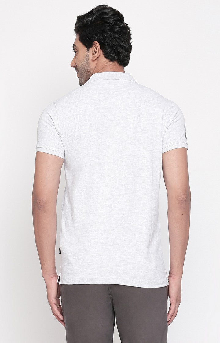 Spykar Grey Cotton Polo T-Shirt