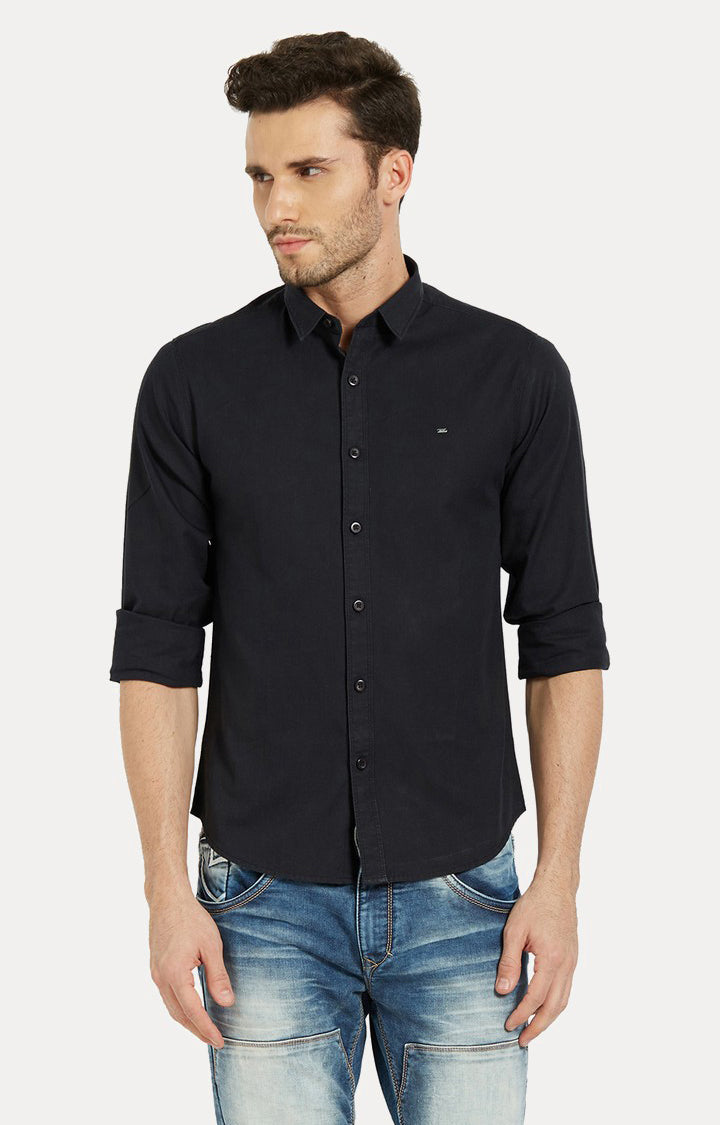 Spykar Men'S Black Cotton Solid Casual Shirts