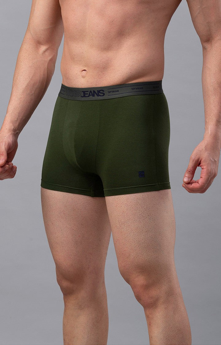 Underjeans By Spykar Men Green Solid Trunks