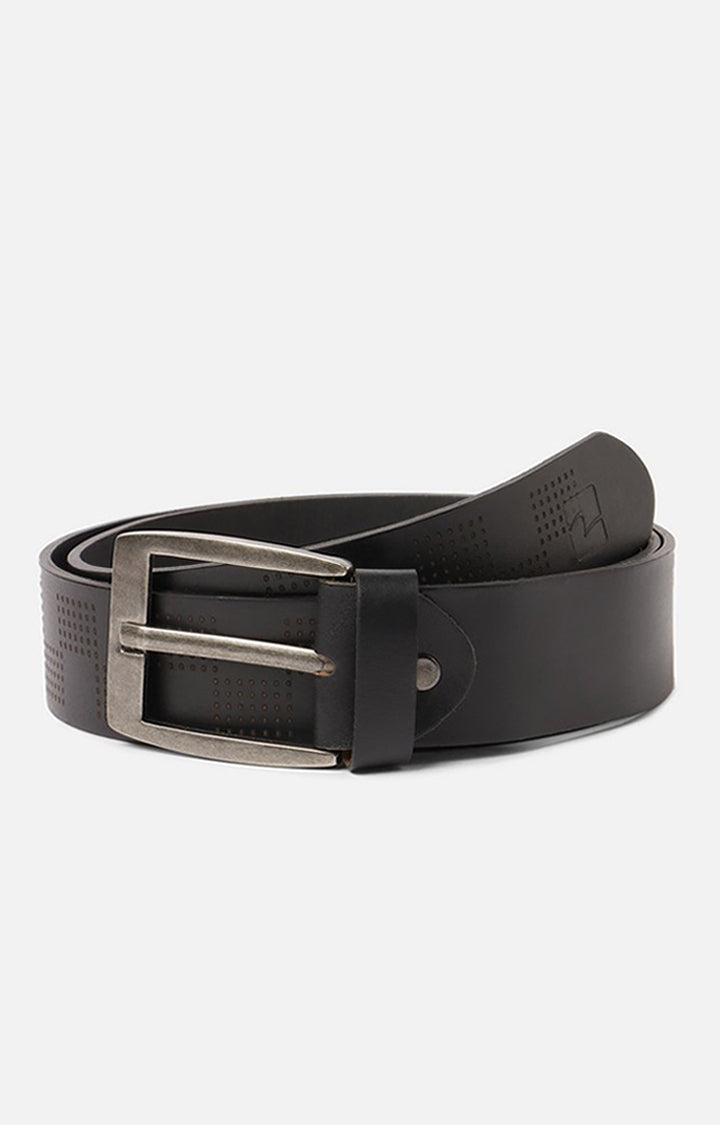 Spykar Men Black Genuine Leather Belt