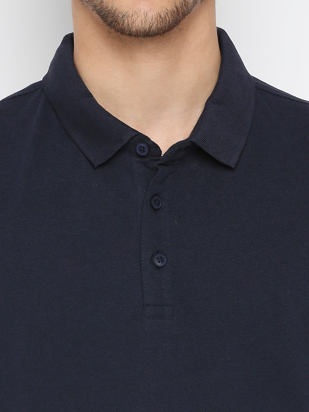 Spykar Ink Blue Cotton Half Sleeve Plain Polo T-Shirt For Men