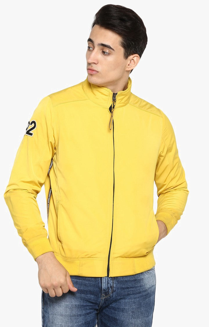 Spykar Men Yellow Solid Slim Fit Activewear Jacket