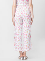 Spykar Women Off-White Cotton Regular Fit Floral Print Trackpant