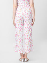 Spykar Women Off-White Cotton Regular Fit Floral Print Trackpant