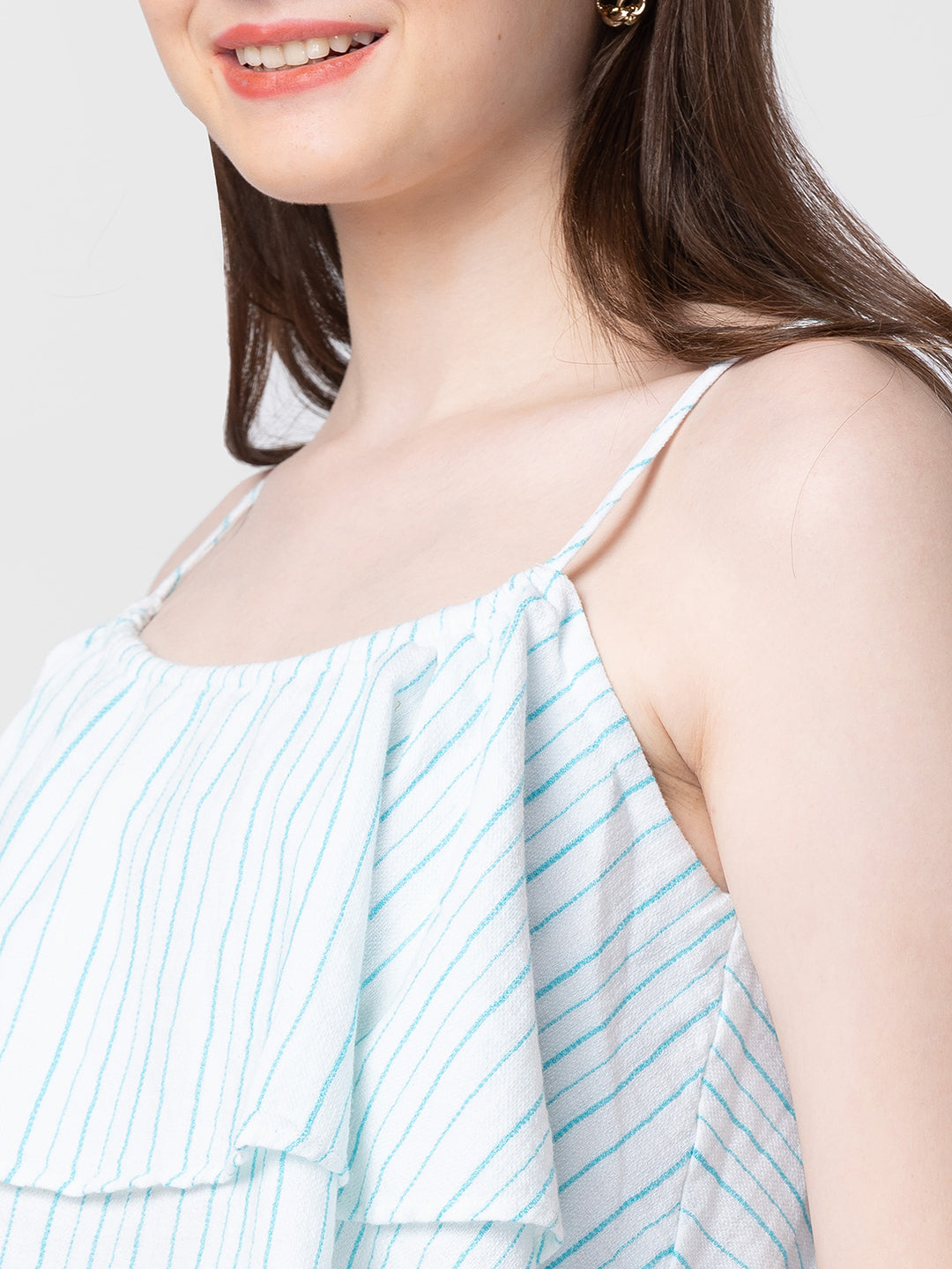 Spykar Women White Cotton Sleeveless Crop Top