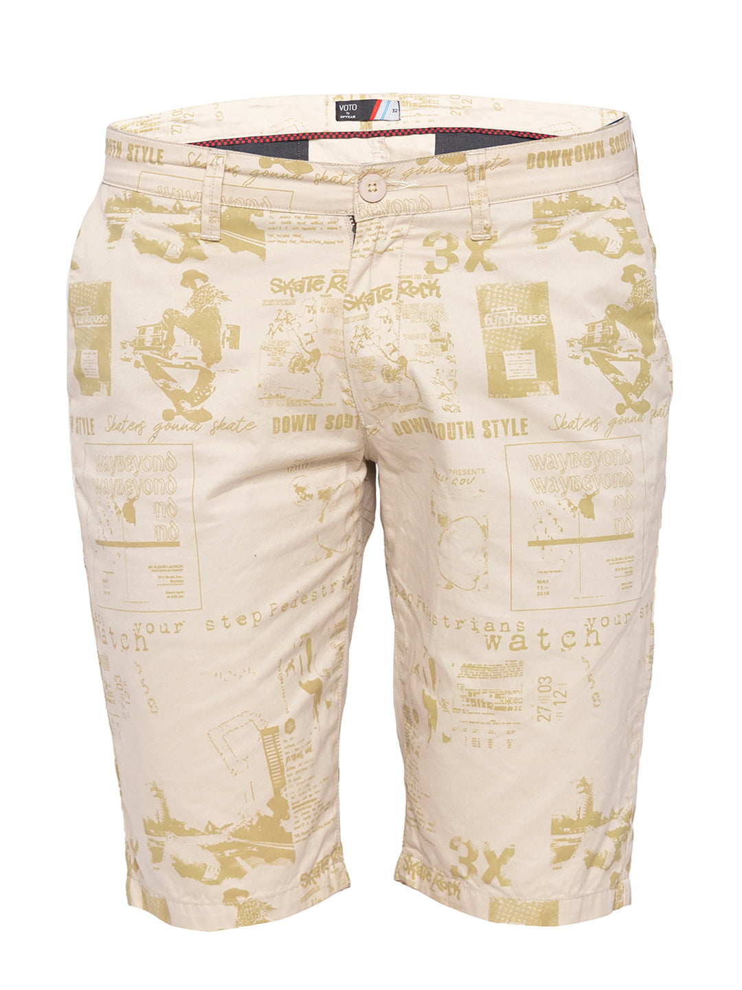 Spykar Men Beige Cotton Slim Fit Shorts