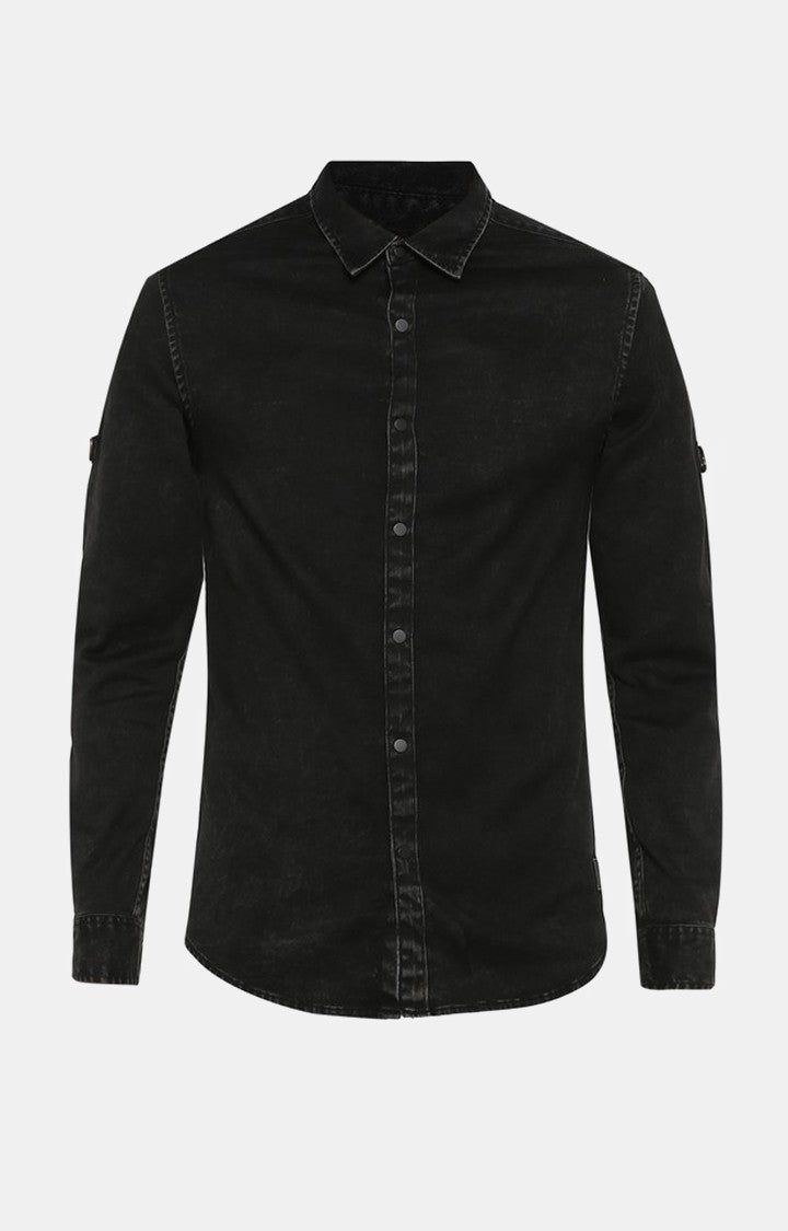 Spykar Men'S Black Cotton Solid Casual Shirts